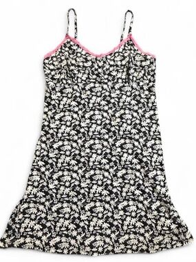 René Rofé Black White Floral Pink Lace Slip Dress